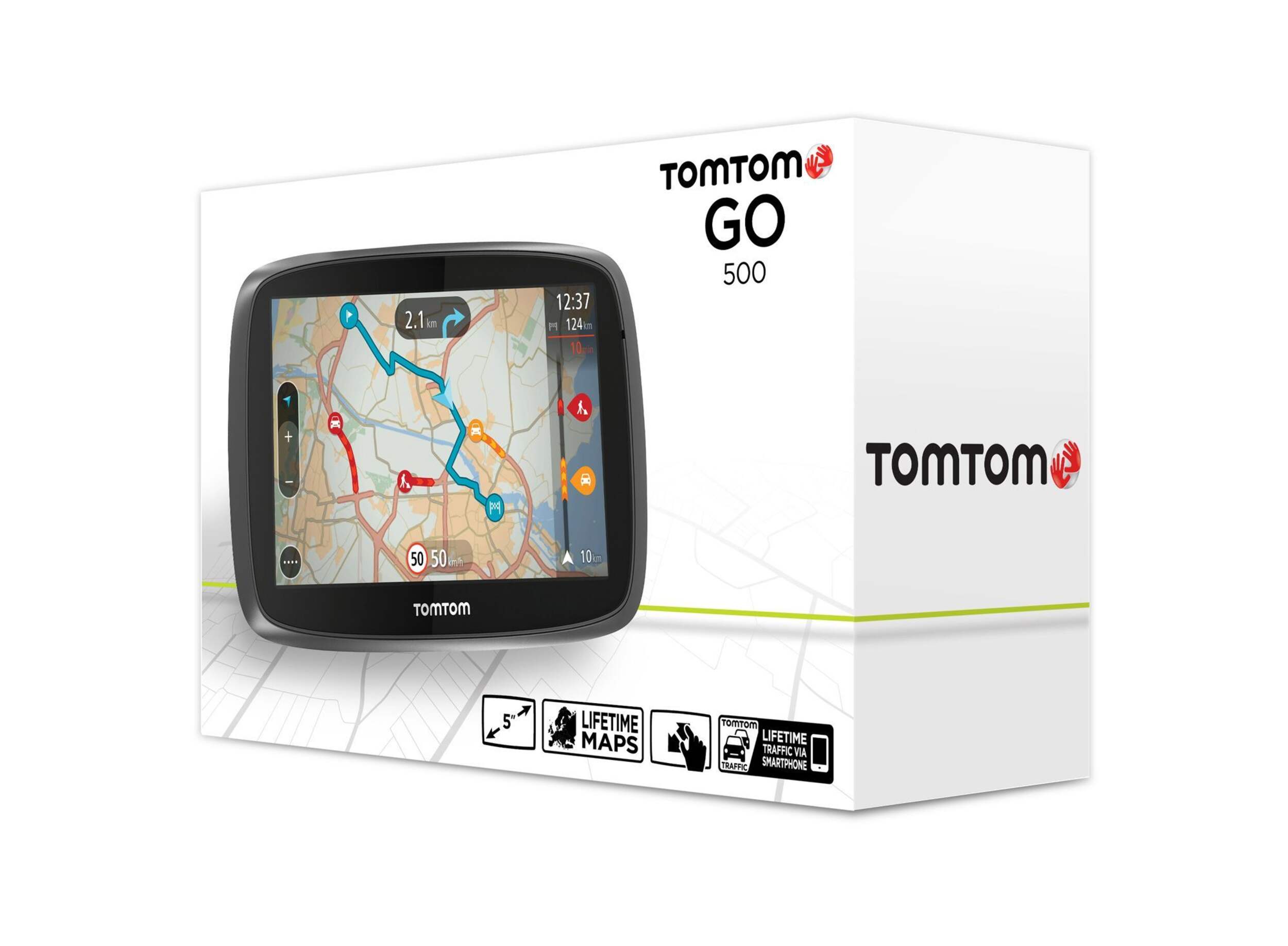 TomTom GO 500 Car GPS, 5-in Front_Angled_Left