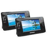 Silvania Portable Twin DVD Player, 7-in. Front_Three_Fourths_Angled_Right