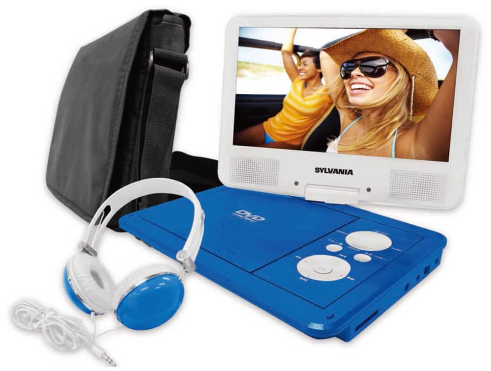 Sylvania Portable DVD Player with 9-in Swivel Screen, Deluxe Bag and  Matching Headphones