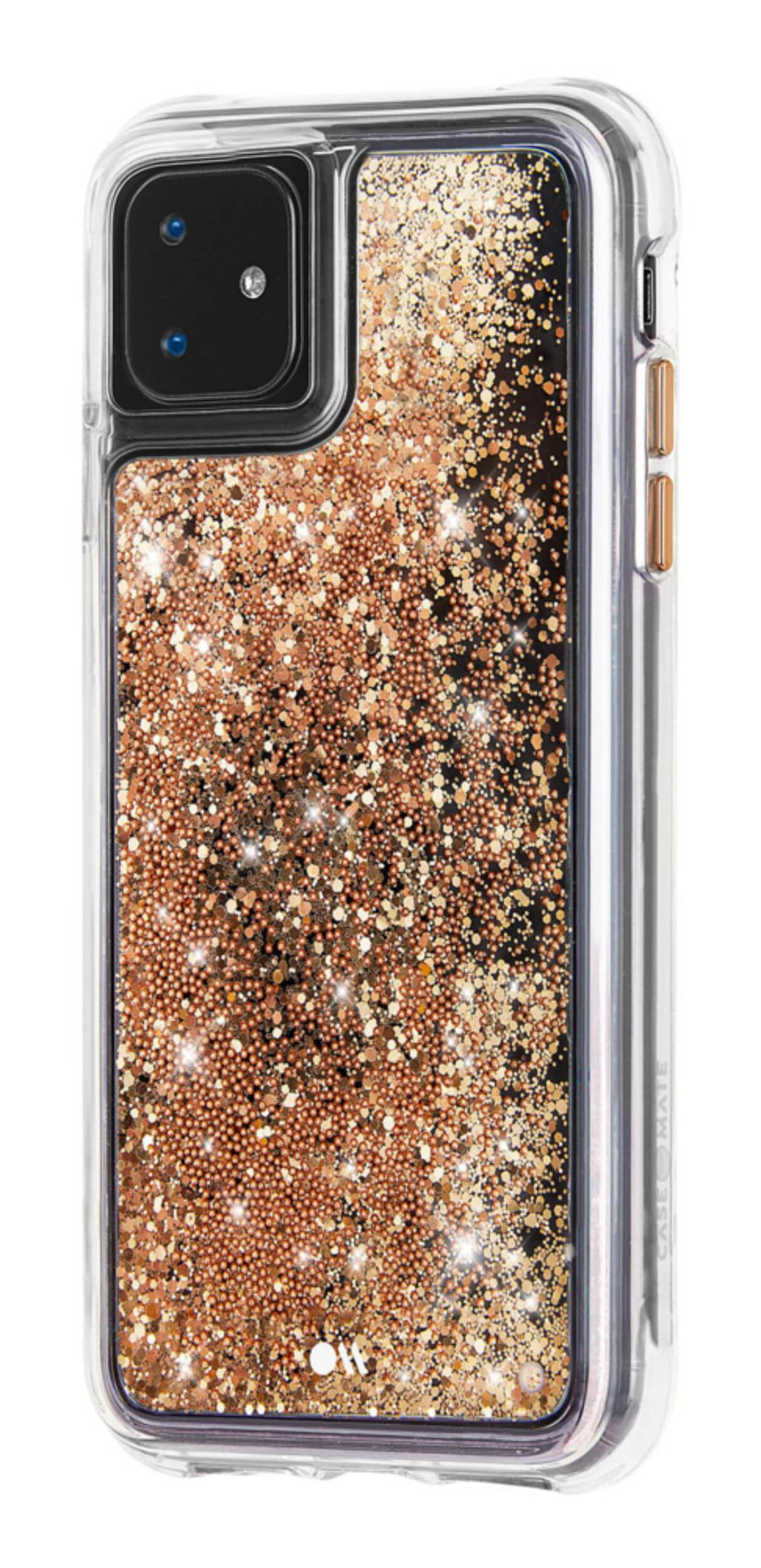 Case-Mate Waterfall Glitter Phone Case for iPhone 11, 10 ft Drop Protection, Gold Front_Three_Fourths_Angled_Left