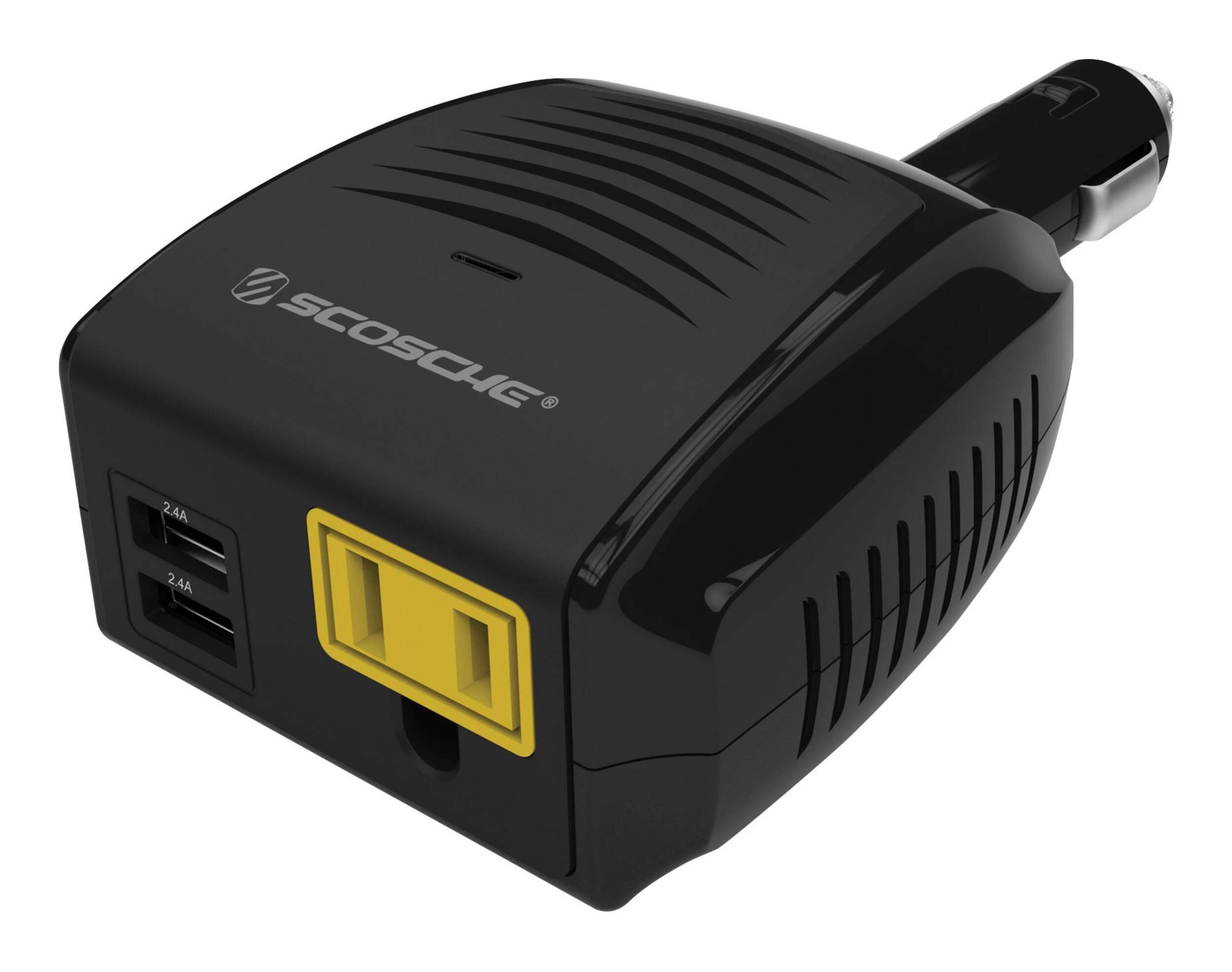 Scosche 150W 12V to 110V DC to AC Inverter with Dual 4.2A Ports Overhead_Plunge