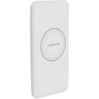myCharge 5W Qi-Enabled Wireless Charging Power Bank, White Front_Three_Fourths_Angled_Left