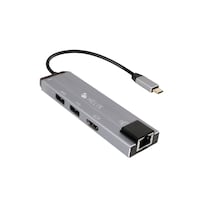 Helix USB-C Charging Power Station Hub & Connector, 6-in-1 Compatibility, Portable, Grey Front_Three_Fourths_Angled_Right