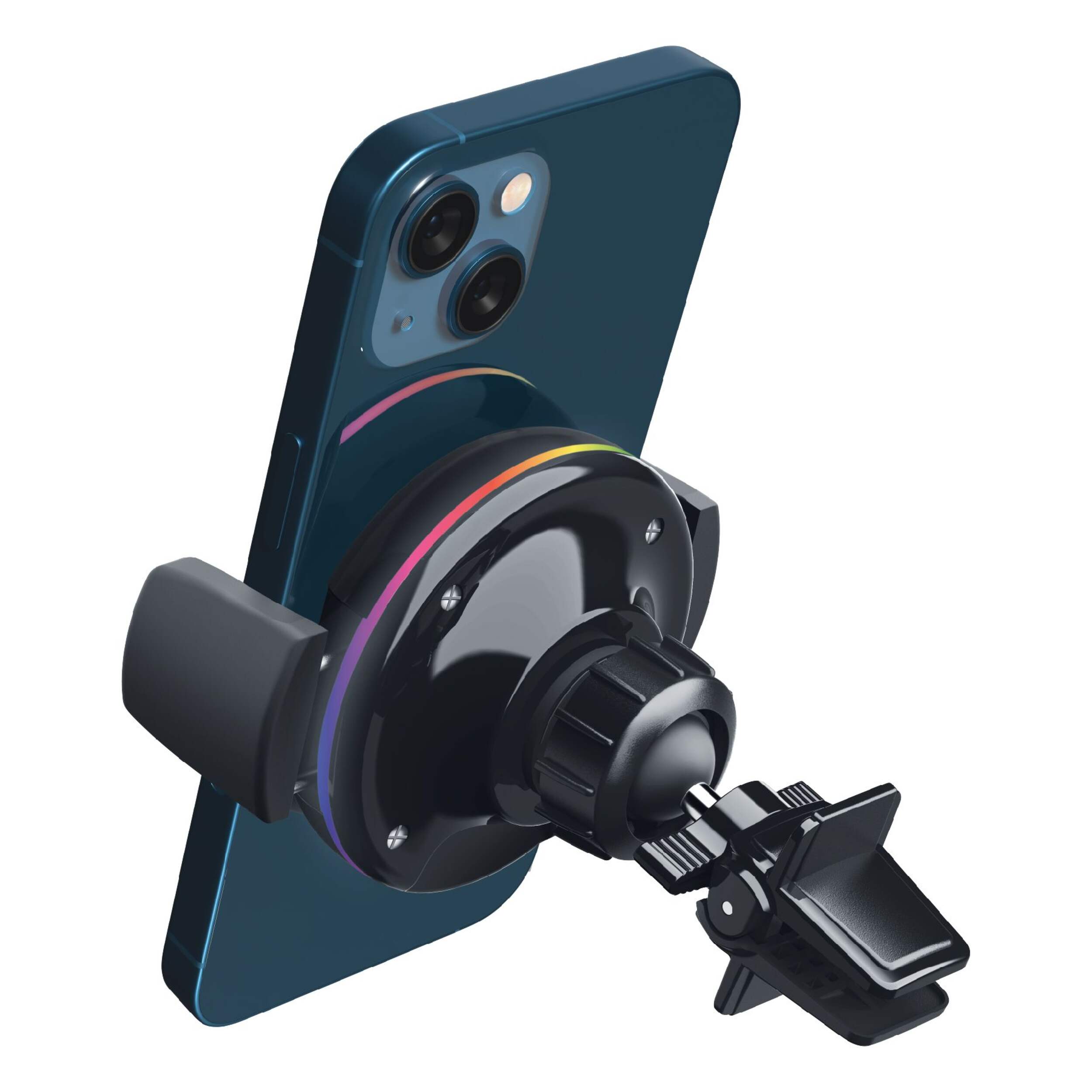 Merkury RGB Light Wireless Charging Vent Phone Mount Back_Angled_Left