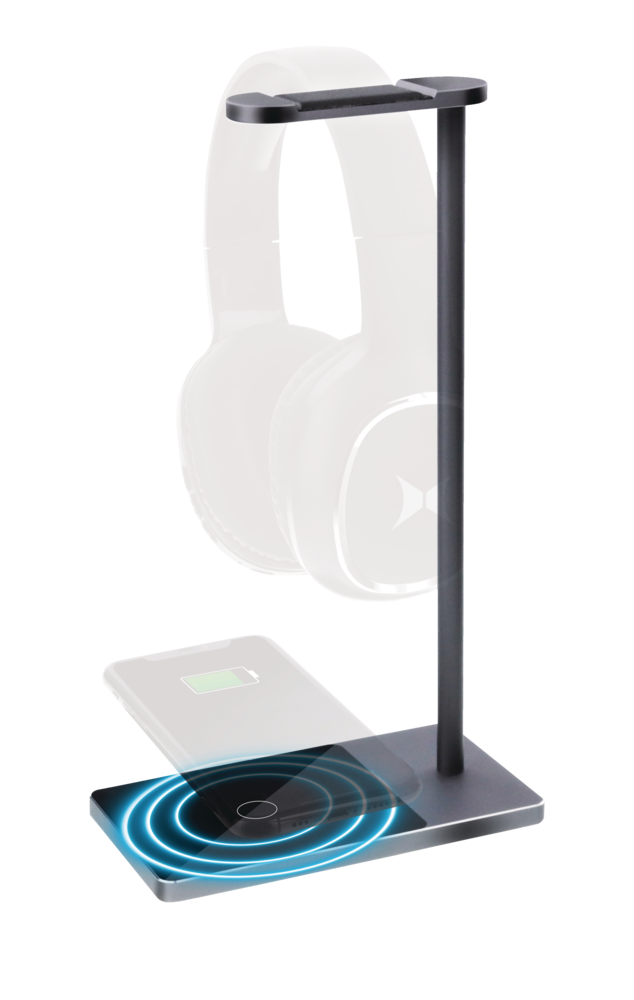 Xtreme XWC81025BLK 10W Headphone Stand with Wireless Charger, Black