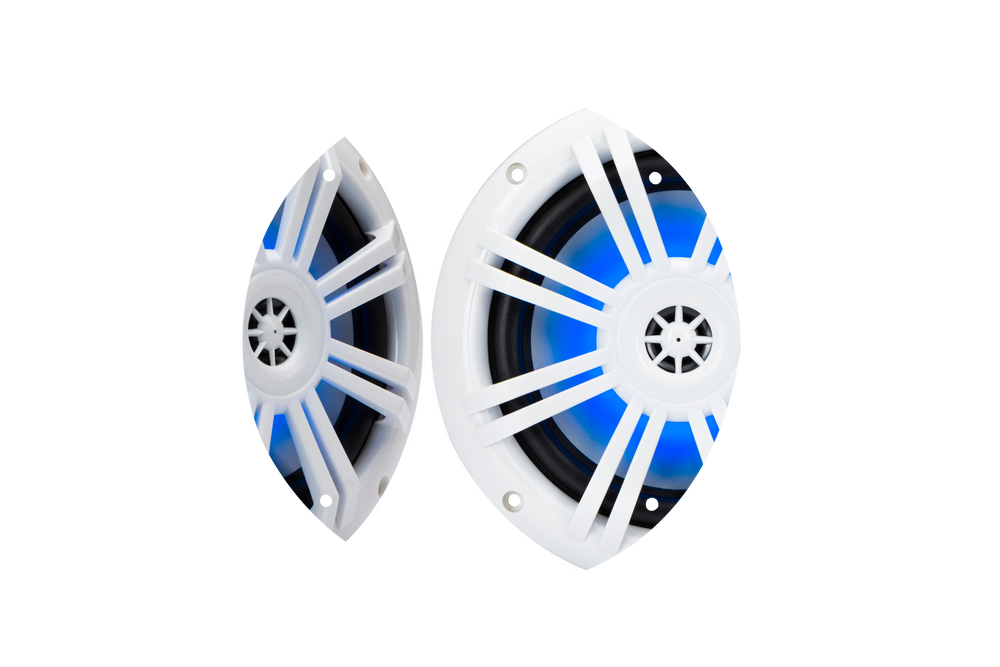KICKER 6.5in Marine Coaxial Speakers with 1/2in Tweeters, Blue LED