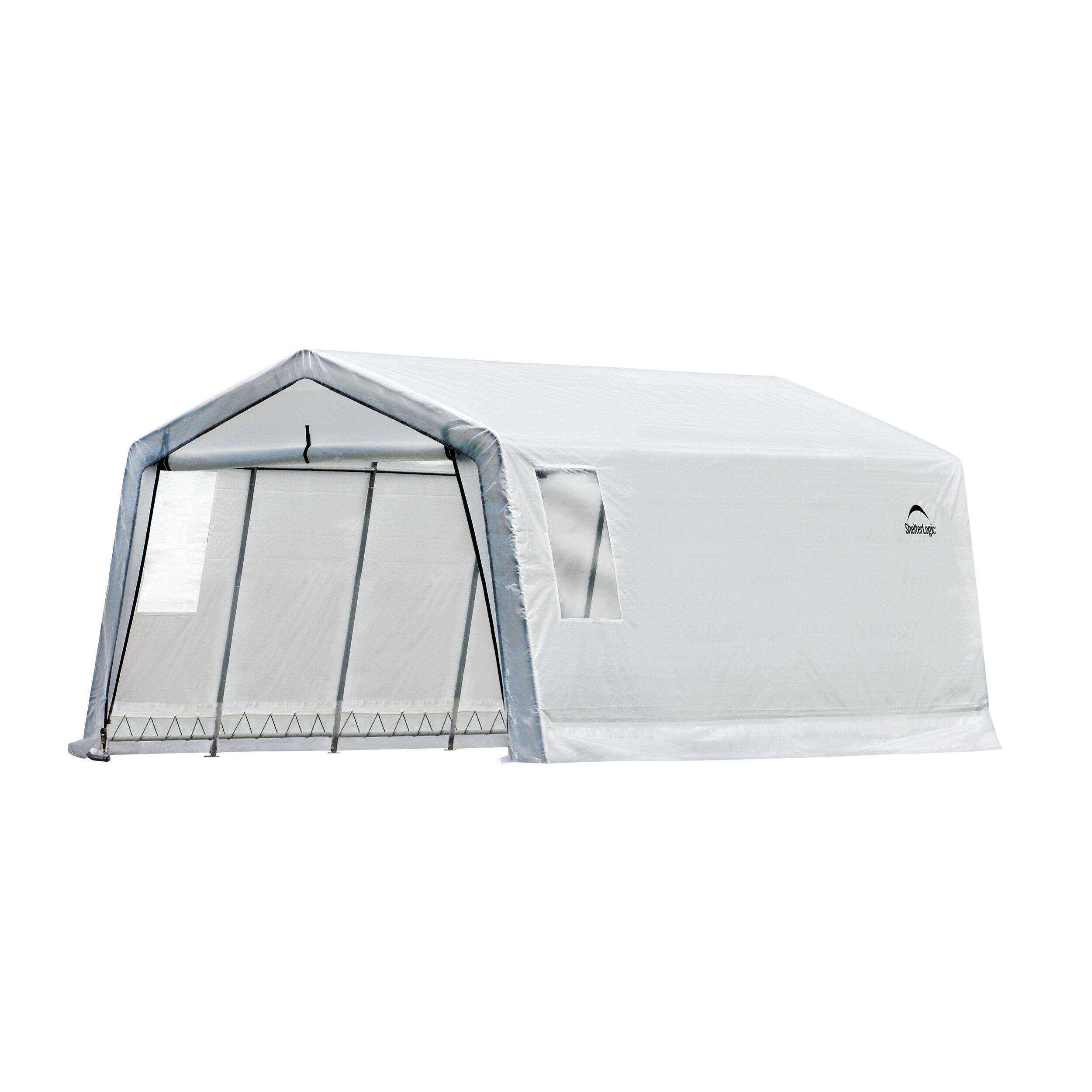 ShelterLogic Clearview Water Resistant Peak Auto Shelter w/UV Protection, 11 x 16 x 8-ft Front_Three_Fourths_Angled_Left