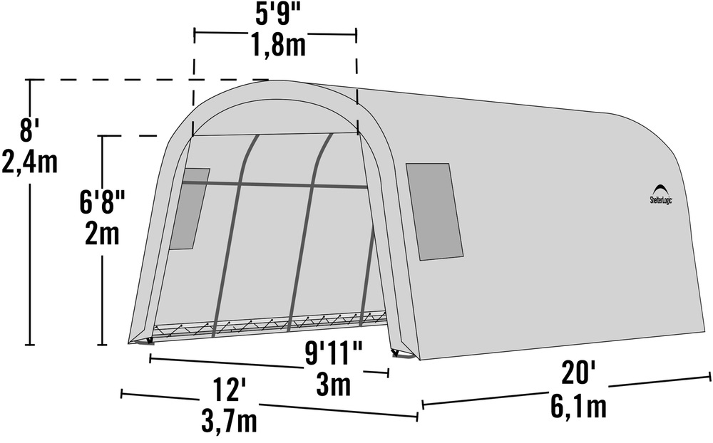 ShelterLogic Clearview Water Resistant Roundtop Car Garage w/UV