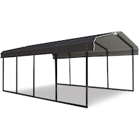 Arrow Carport Hard Top Galvanized Steel Shelter for Car/SUV, Weather Resistant, 12 x 20 x 7-ft Front_Angled_Right