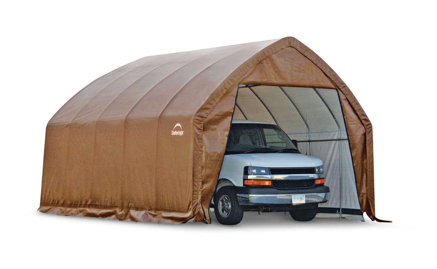  ADVANCE OUTDOOR 10x15 ft Shelter Storage Shed Steel Metal Peak  Roof Anti-Snow Portable Garage Carports for Motorcycle, Boat or Garden  Tools with 2 Roll up Doors & Vents, Beige : Patio