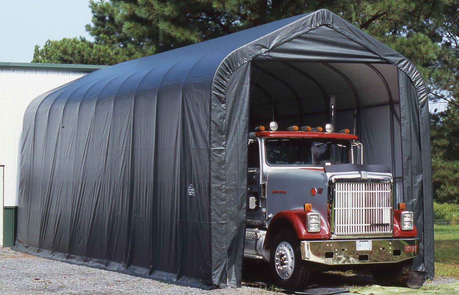 ShelterLogic Waterproof Peak Portable Storage Garage Shelter w UV Protection For Trucks and RVs 15 x 28 x 12 ft Canadian Tire