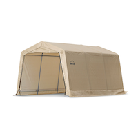 ShelterLogic Heavy Duty Peak Style Auto Shelter w/Metal Frame, 10 x 15 x 8-ft Front_Three_Fourths_Angled_Left