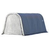 Abri de garage avec rangement portatif à toit rond avec portes à 2 fermetures à glissière ShelterLogic, 10 x 16 x 8 pi Front_Three_Fourths_Angled_Left