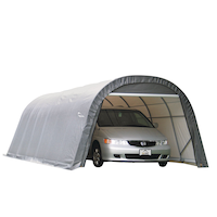 Abri de garage avec rangement portatif à toit rond avec portes à 2 fermetures à glissière ShelterLogic ShelterCoat, 12 x 28 x 8 pi Front_Angled_Right