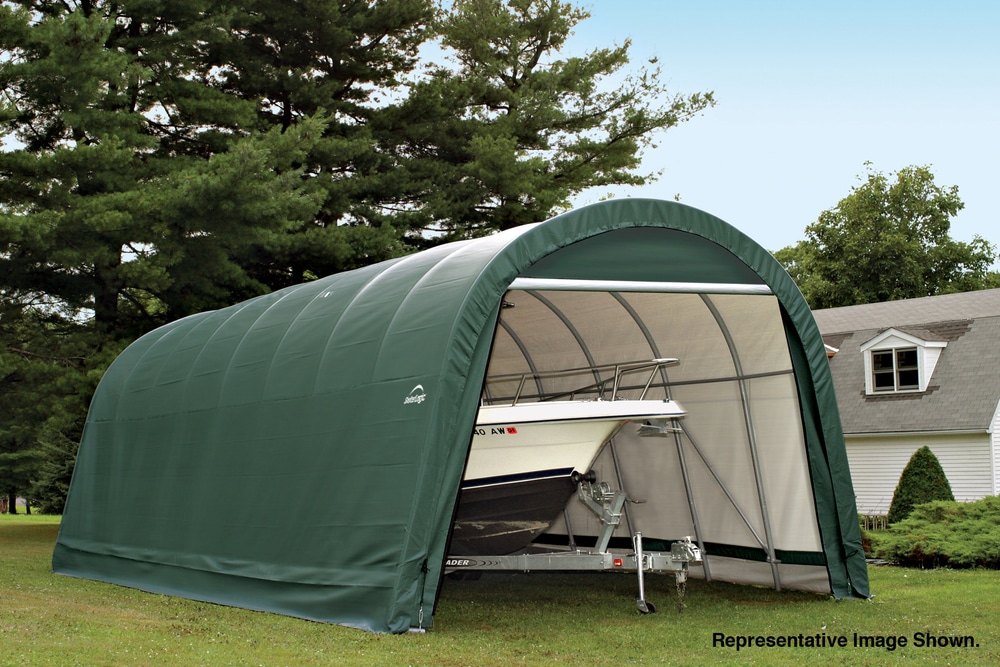 Shelter Logic 14 x 28 x 12ft Round Style Shelter, Green Cover Canadian Tire