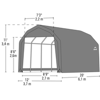 Abri de garage type grange hydrofuge personnalisé ShelterLogic avec protection anti-UV, 12 x 20 x 11 pi Front_Three_Fourths_Angled_Left
