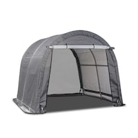 Weatherfast Waterproof Round Auto Shelter with Quick Button Connect, Steel Frame & UV Protection, 10 x 10-ft Front_Angled_Right