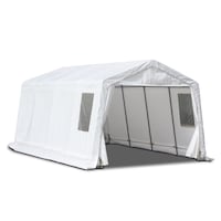 Weatherfast Heavy Duty Auto Shelter with Quick Button Connect, Windows & UV Protection, 11x16x8-ft Front_Angled_Right