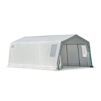 ShelterLogic Clearview Water Resistant Peak Style Auto Shelter with EZ Glide Door, 11 x 20 x 8-ft Front_Three_Fourths_Angled_Right