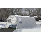 ShelterLogic Clearview Water Resistant Peak Style Car Shelter w/EZ Glide Door, 12 x 20 x 8-ft Front_Three_Fourths_Angled_Left