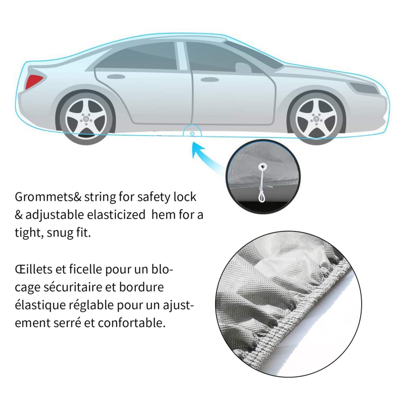 Housse de voiture hydrofuge à 3 couches Certified avec protection UV,  variés, petit : Convient aux véhicules mesurant jusqu'à 431 cm (14 pi 2 po)  de