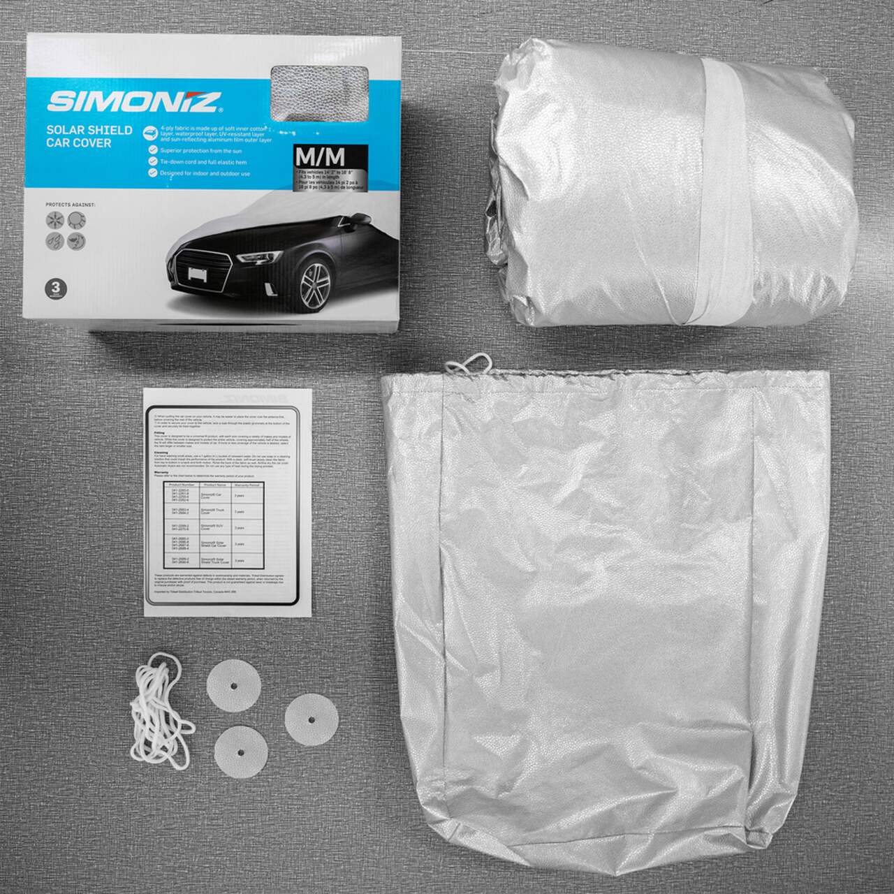 Simoniz Solar Shield Water Resistant Car Cover with UV Protection Assorted Large 041 2687 fits vehicles 16 8 to 19 508 579 cm in length Canadian Tire