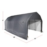 ShelterLogic ShelterCoat™ Barn Shelter, Grey, 12-ft x 28-ft x 9-ft Front_Three_Fourths_Angled_Right