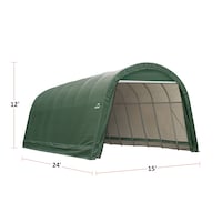 Abri de garage portable rond avec cote de résistance à la neige et au vent hydrofuge ShelterLogic ShelterCoat avec protection anti-UV, 14 x 24 x 12 pi Front_Three_Fourths_Angled_Right