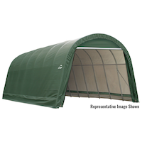 ShelterLogic ShelterCoat™ Wind and Snow Rated Waterproof Round Portable Garage Auto Shelter w/UV Protection, 14 x 24 x 12-ft Front_Angled_Right