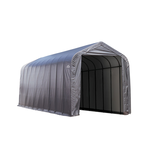 ShelterLogic ShelterCoat™ Peak Style Auto Shelter, Grey, 14-ft x 40-ft x 16-ft Front_Three_Fourths_Angled_Right