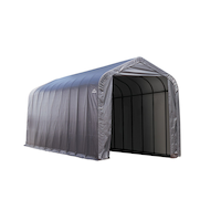 ShelterLogic ShelterCoat™ Peak Style Auto Shelter, Grey, 14-ft x 40-ft x 16-ft Front_Three_Fourths_Angled_Right