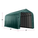 Abri d'auto à toit en pente ShelterLogic, 14 x 40 x 16 pi, vert Front_Three_Fourths_Angled_Right