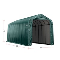 Abri d'auto à toit en pente ShelterLogic, 14 x 40 x 16 pi, vert Front_Three_Fourths_Angled_Right