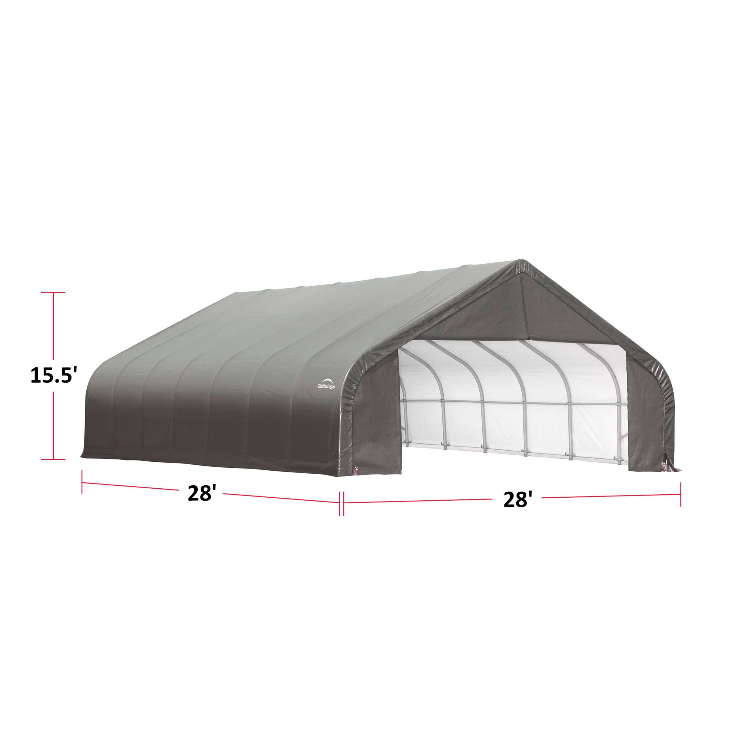 ShelterLogic ShelterCoat™ Peak Style Shelter, Grey, 30-ft X 28-ft X 16 ...