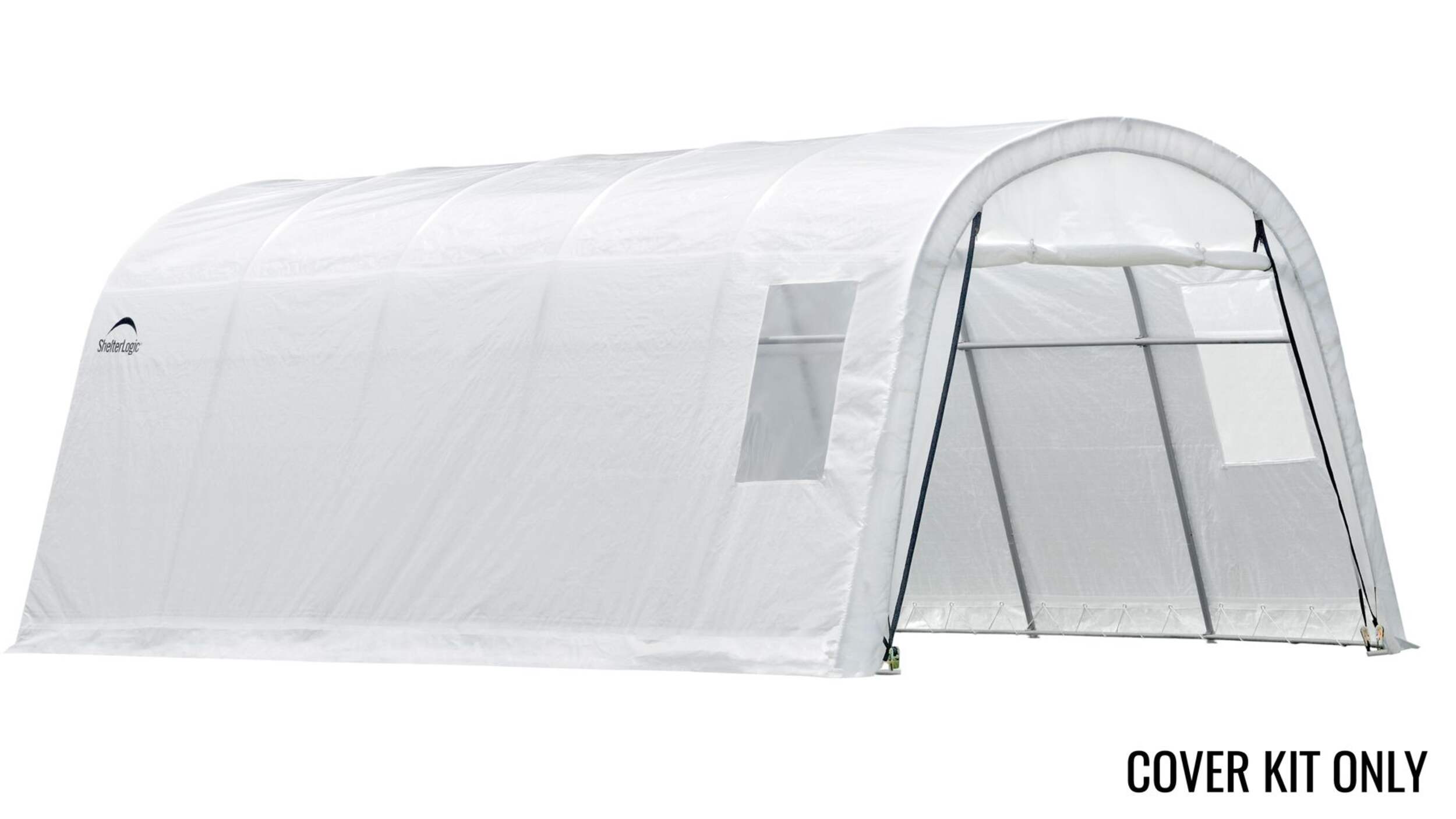 Replacement Cover Only - ShelterLogic Round Replacement Cover Kit, 12-ft x 20-ft x 8-ft Front_Angled_Right