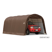 Replacement Cover Only - ShelterLogic Water Resistant Round Auto Shelter Replacement Cover Kit with UV Protection, 12-ft x 20-ft x 8-ft Front_Three_Fourths_Angled_Right