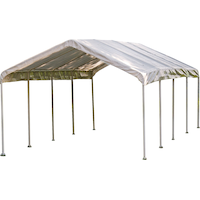 ShelterLogic Super Max™ Water Resistant 10-Leg Frame Peak Canopy w/ UV Protection, 12 x 26-ft Front_Three_Fourths_Angled_Left