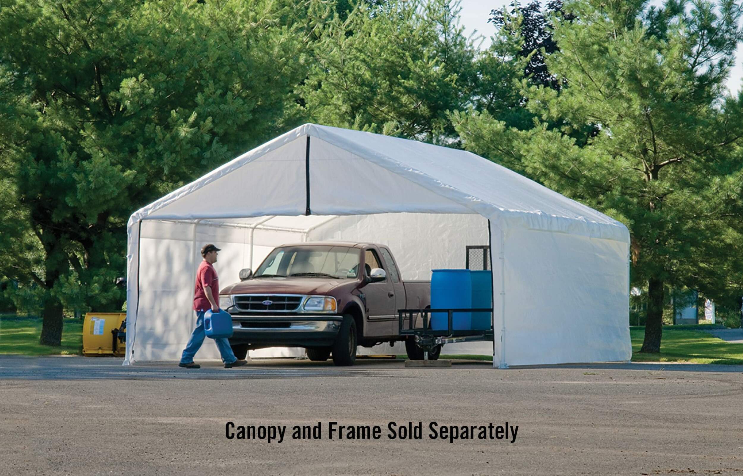 ShelterLogic Super Max™ Fire Rated White Canopy Enclosure Kit, 18-ft x 30-ft Front_Three_Fourths_Angled_Left