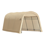 Replacement Cover Only - ShelterLogic Replacement Cover Kit for the AutoShelter RoundTop®, Sandstone, 10-ft x 15-ft x 8-ft Front_Three_Fourths_Angled_Right