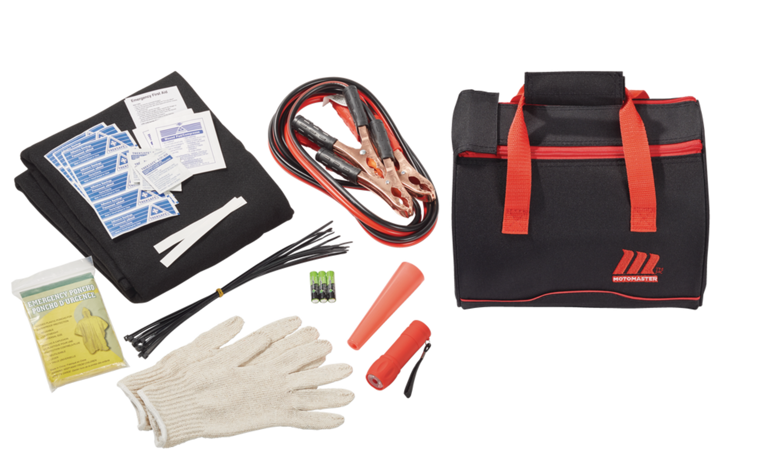 MotoMaster Roadside Safety Kit with Booster Cables & First Aid Kit Composite_or_Mixed