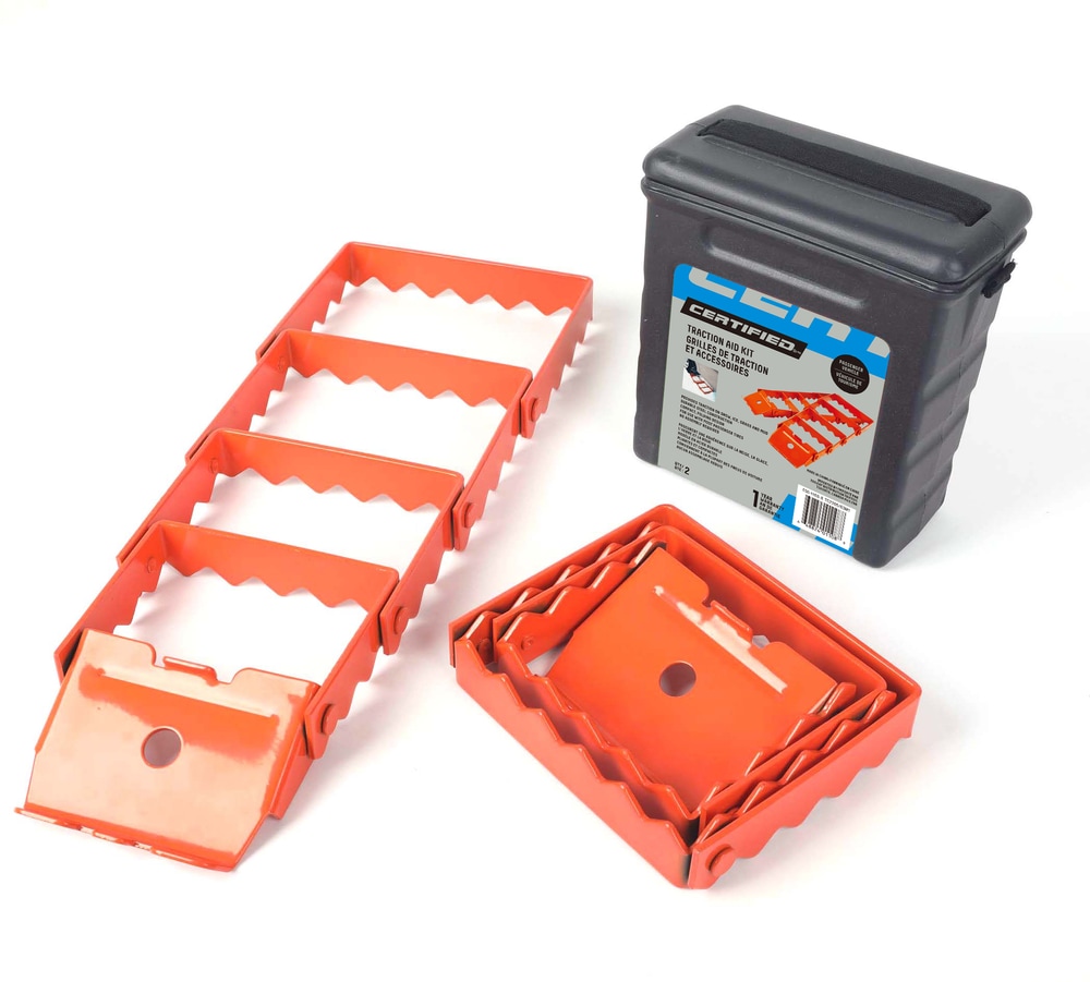 Certified Folding Steel Traction Aid for Snow, Ice, Grass & Mud, 2pk