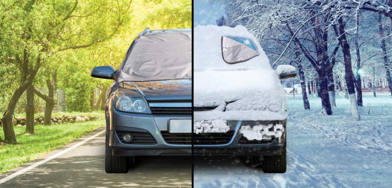 Pare-brise magnétique pour voiture, pare-brise, glace, neige, poussière,  pare-soleil, demi-couverture, crème H01