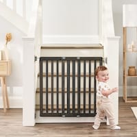 Regalo Wooden Top of Stairs Baby Gate Front_Flat