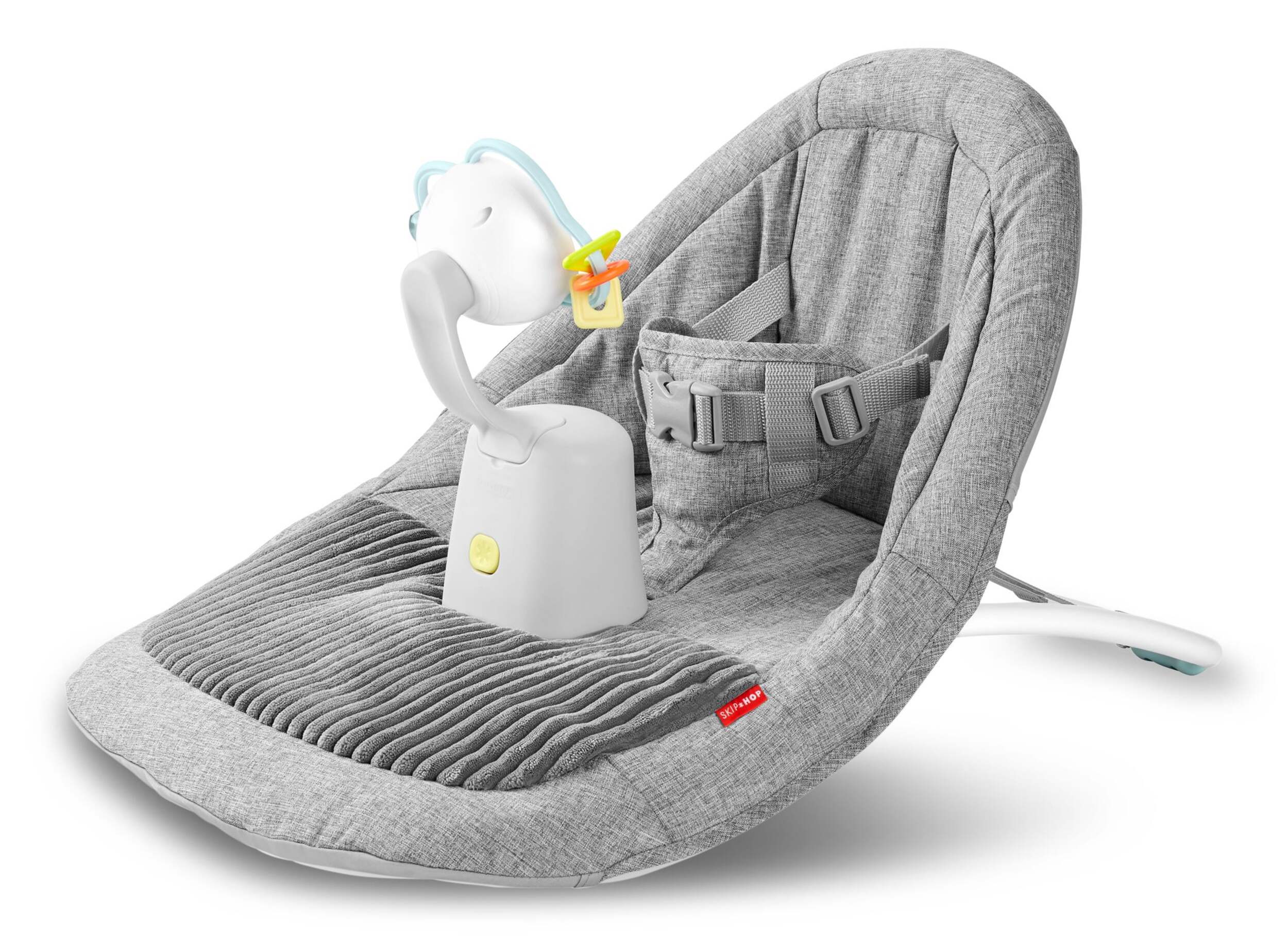 Skip Hop Silver Lining Cloud Upright Floor Seat with Multisensory Toy Attachment Front_Three_Fourths_Angled_Left