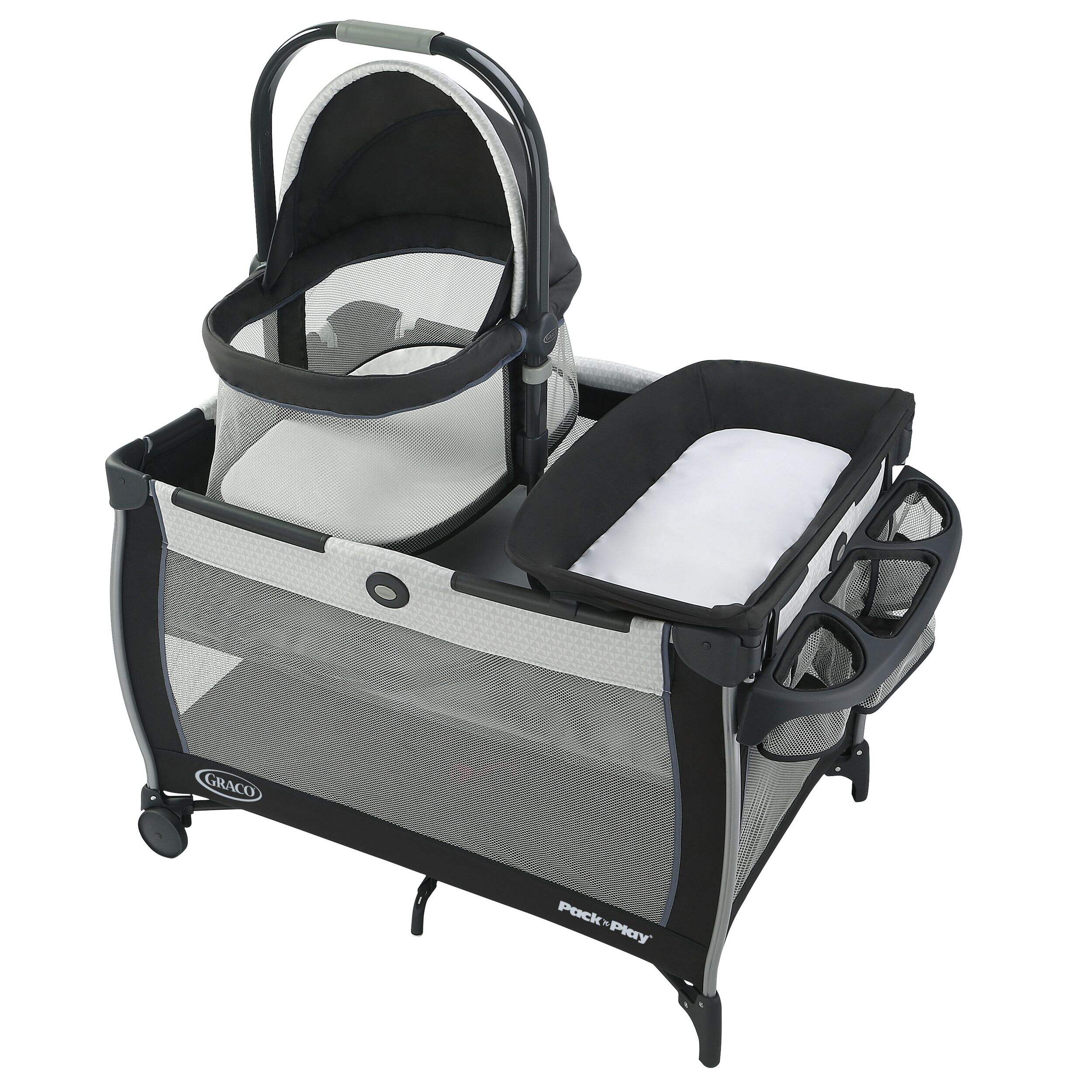 Graco Pack 'n Play Day2Dream Travel Bassinet Playard, Hutton Front_Three_Fourths_Angled_Left