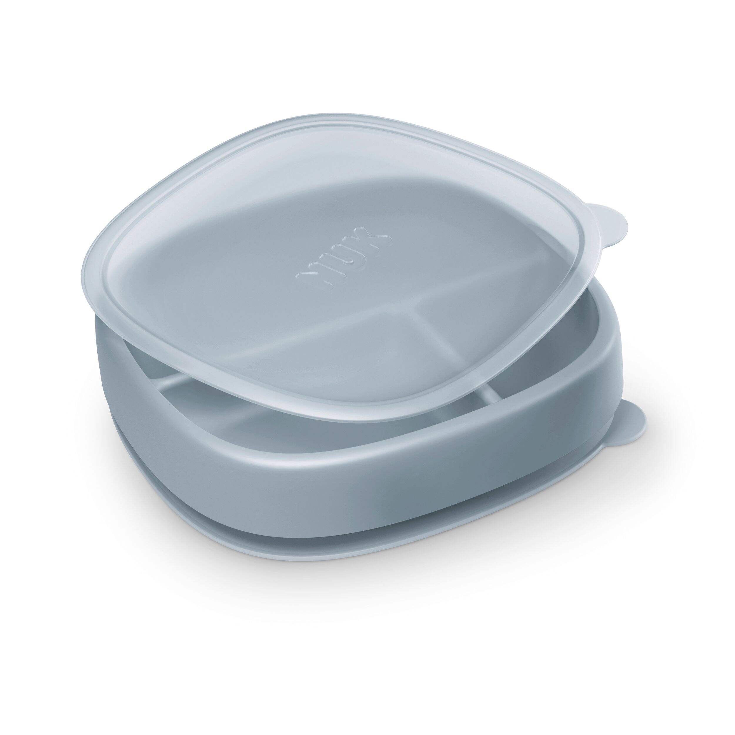 NUK® Suction Divided Plate with Lid Front_Three_Fourths_Angled_Right