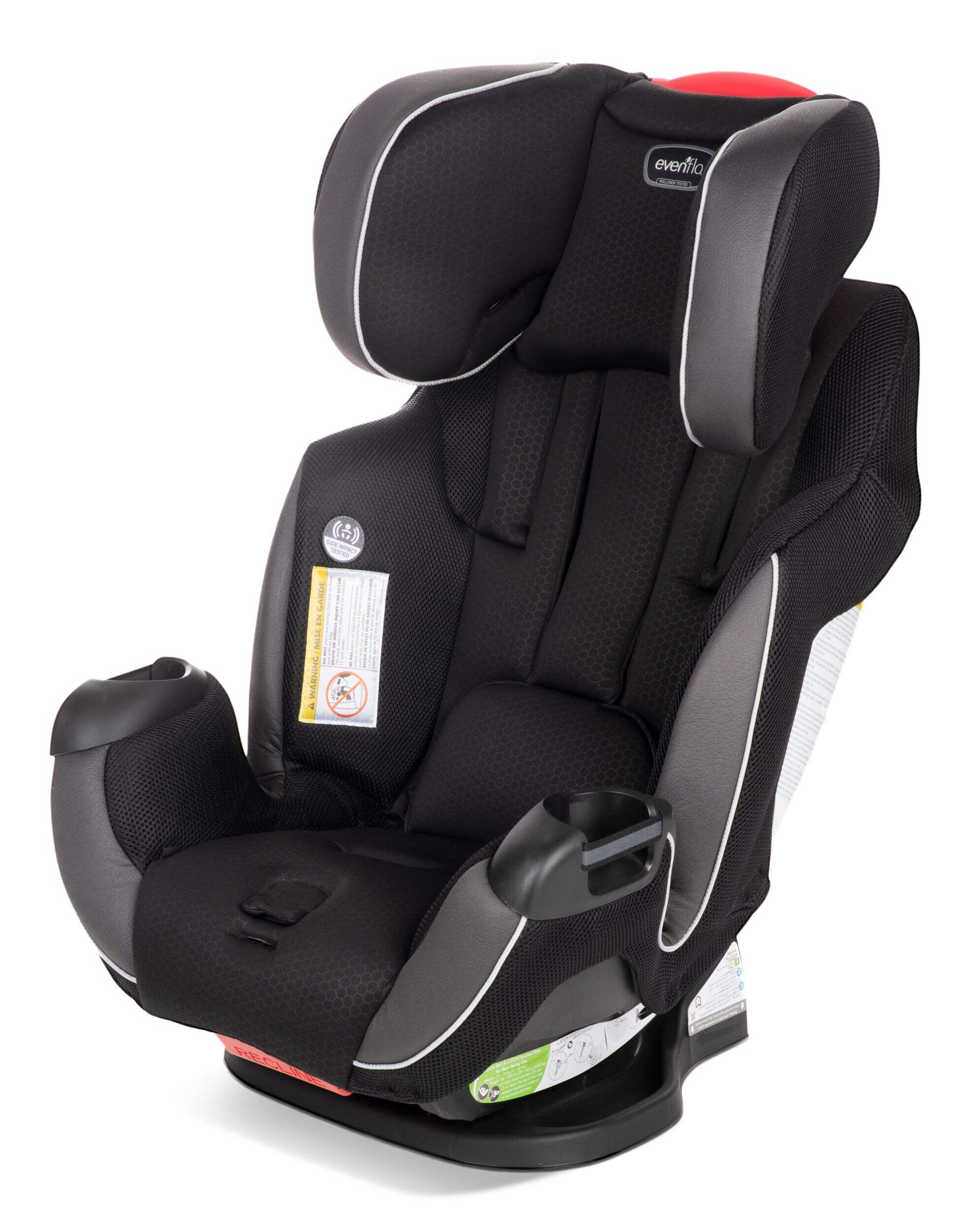 Evenflo Symphony DLX 3-in-1  Convertible Car Seat, Paramount Grey Front_Three_Fourths_Angled_Left
