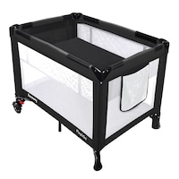 Harmony Play & Go Essentials Playard with Bassinet & Pouch Front_Three_Fourths_Angled_Left