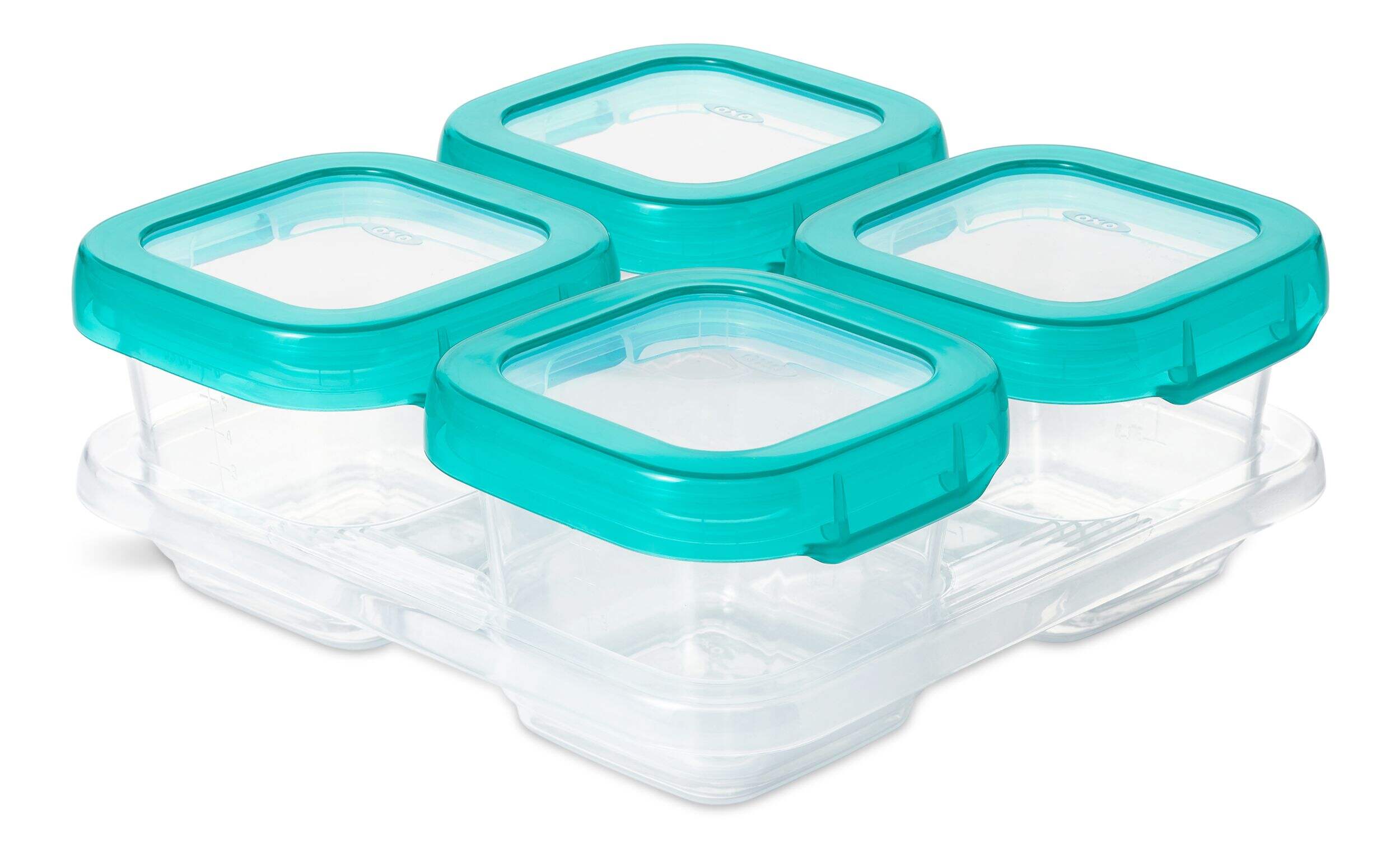 OXO Tot® Baby Block Food Storage Containers, Teal Front_Three_Fourths_Angled_Left