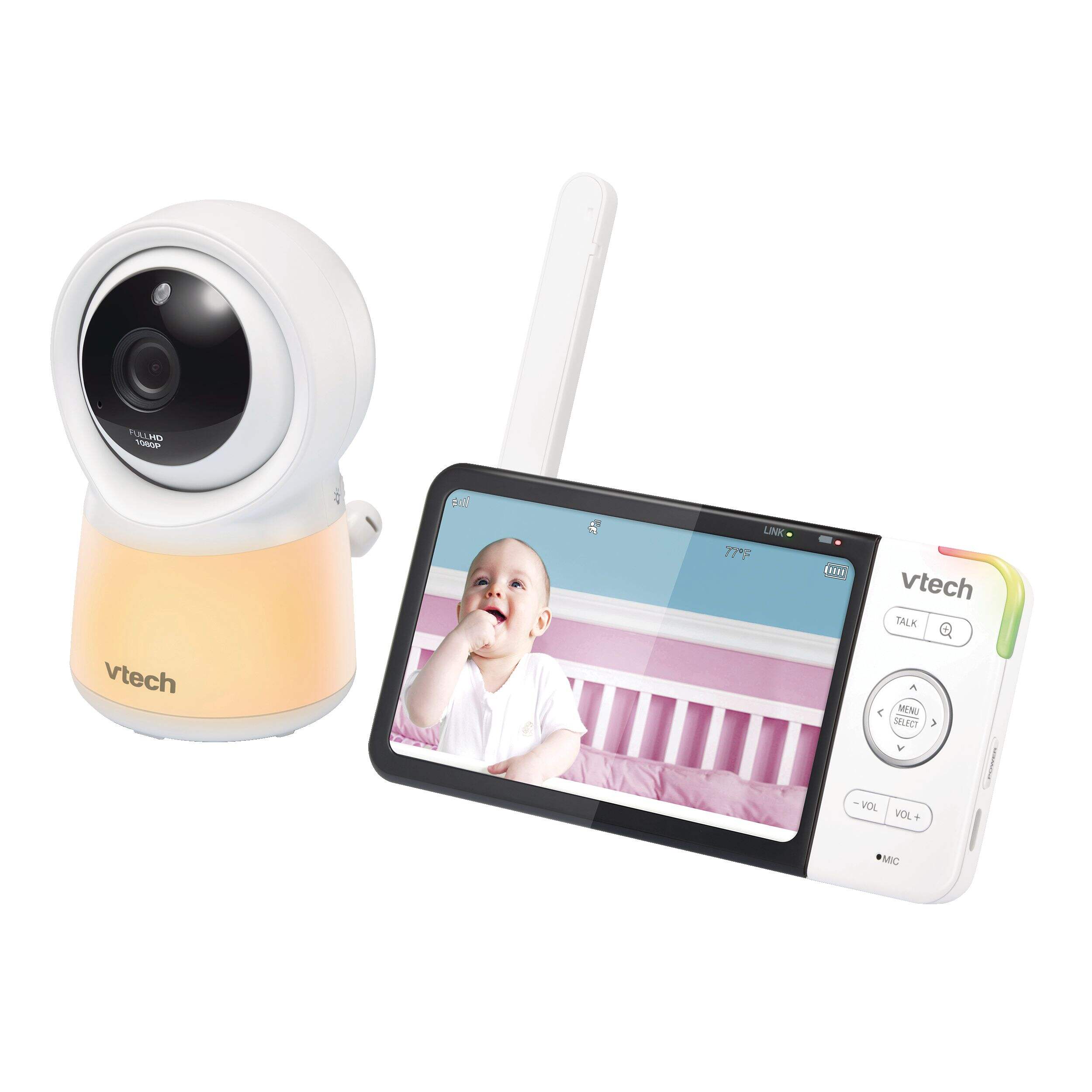 VTech RM5754HD Remote Access Fixed Digital Video Baby Monitor, 5-in Front_Three_Fourths_Angled_Left
